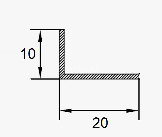 Алюминиевый уголок 20х10 ПБ20х10 алюминий натуральный 3 м