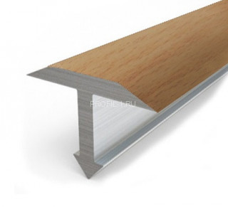 Алюминиевый профиль Т-образный 14 мм Т-14 Л Натуральный бук 2,7 м (упаковка 10 штук)