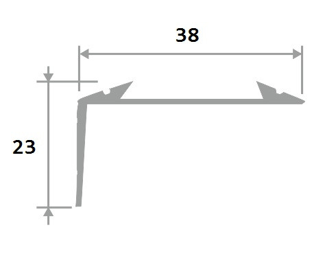 Угловой порог алюминиевый противоскользящий с резиной 38х23 мм ПО-38х23+ПР-30 золото матовое-черный 2,7 м