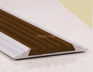 Противоскользящий порог алюминиевый с резиной  46 мм ПО-46+ПР-15 бронза матовая-коричневый 2,7 м