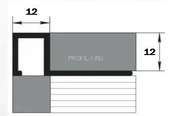 Профиль для плитки П-образный алюминий 12х12 мм PV32-18 черный матовый 2,7 м