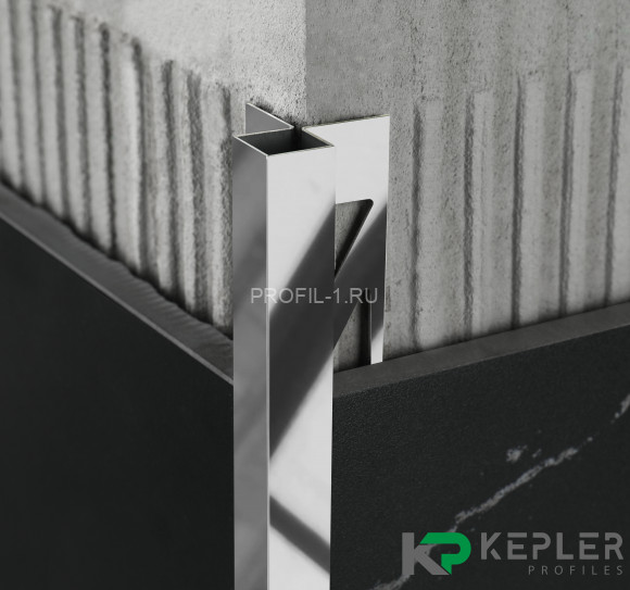 Угловой антивандальный профиль закладной квадрат 10х10 мм из нержавеющей стали SS 304 FSBP020-10-P S.S.304 полированный 2.7 м