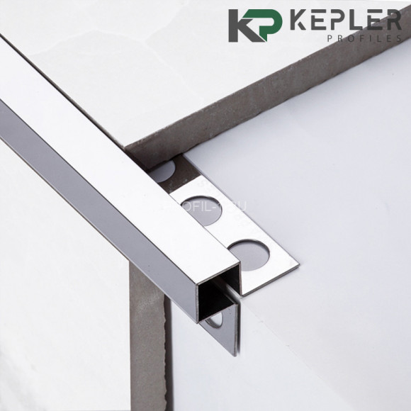 Угловой антивандальный профиль закладной квадрат 10х10 мм из нержавеющей стали SS 304 FSBP020-10-P S.S.304 полированный 2.7 м