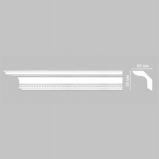 Плинтус DECOMASTER DT-128F гибкий (58x60x2400) потолочный с рисунком цветочные розетки из полиуретана, белый под покраску