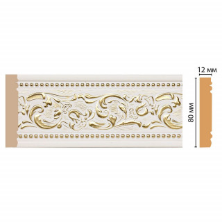 Молдинг DECOMASTER 150-54 ДМ (80x12x2400) цвет Белый с золотом Молдинг DECOMASTER 150-54 ДМ (80x12x2400) цвет Белый с золотом