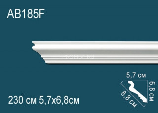 Потолочный плинтус гладкий Перфект AB185F белый полиуретан 68х88х57 мм 230 см