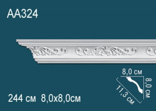 Потолочный плинтус с орнаментом Перфект AA324 полиуретан 80х113х80 мм 244 см