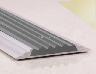 Противоскользящий порог алюминиевый с резиной  46 мм ПО-46+ПР-15 бронза матовая-серый 2,7 м