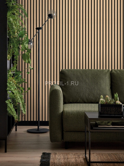 Левая планка для реечной панели VOX LINERIO M-LINE дерево на черном фоне 2650х42х12 мм Левая планка для реечной панели VOX LINERIO M-LINE дерево на черном фоне 2650х42х12 мм