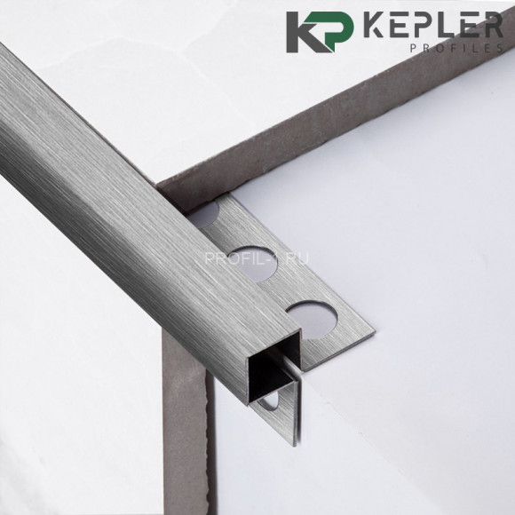 Угловой антивандальный профиль закладной квадрат 10х10 мм из нержавеющей стали SS 304 FSBP020-10-S S.S.304 сатинированный 2.7 м