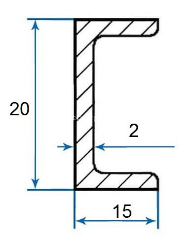 Швеллер алюминиевый П-профиль 15х20х15х2 мм 3м Швеллер алюминиевый П-профиль 15х20х15х2 мм 3м
