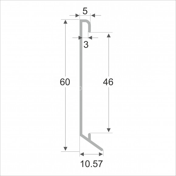 Алюминиевый плинтус для ковролина 60 мм ПО-194 серебро матовое 2,7 м