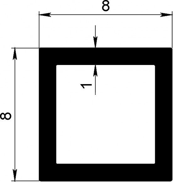 Алюминиевый бокс 8х8х1 мм серебро 3 м Алюминиевый бокс 8х8х1 мм серебро 3 м