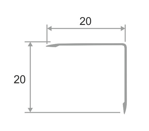 Уголок 20х20 мм алюминиевый ПН-20х20 слоновая кость 2,7 м