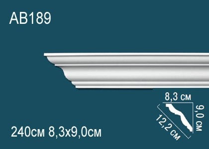 Потолочный плинтус гладкий Перфект AB189 белый полиуретан 90х122х83 мм 240 см