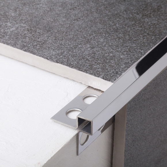 Угловой антивандальный профиль закладной квадрат 12х12 мм из нержавеющей стали SS 304 FSBP020-12-P S.S.304 полированный 2.7 м