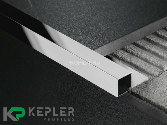 Угловой антивандальный профиль закладной квадрат 12х12 мм из нержавеющей стали SS 304 FSBP020-12-P S.S.304 полированный 2.7 м