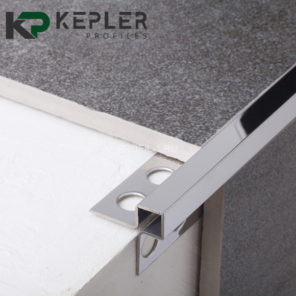 Угловой антивандальный профиль закладной квадрат 12х12 мм из нержавеющей стали SS 304 FSBP020-12-P S.S.304 полированный 2.7 м