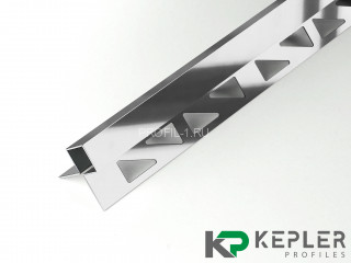 Угловой антивандальный профиль закладной квадрат 12х12 мм из нержавеющей стали SS 304 FSBP020-12-P S.S.304 полированный 2.7 м