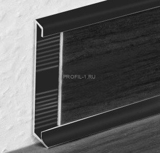 Алюминиевый плинтус для ковролина 60 мм ПО-194 черный матовый 2,7 м Алюминиевый плинтус для ковролина 60 мм ПО-194 черный матовый 2,7 м