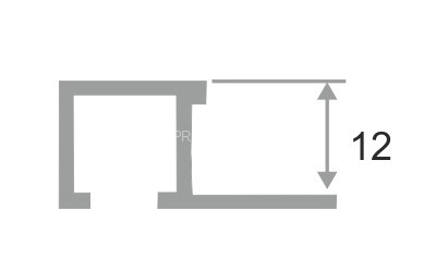 П-образный алюминиевый профиль 12х12 мм ПО-П12х12 серебро глянец браш 2,7 м