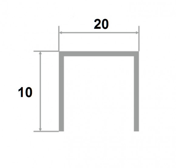 Латунный П-образный профиль PU 2010 OS 10х20х10 шлифованный 3м