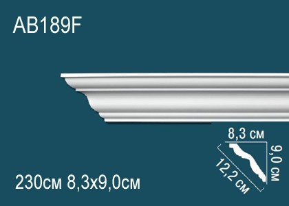 Потолочный плинтус гладкий Перфект AB189F белый полиуретан 90х122х83 мм 230 см