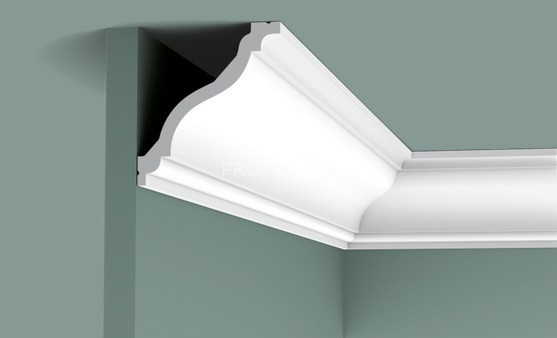 Гибкий потолочный плинтус Orac Decor Purotouch C333F белый полиуретан 122х111 мм 2м