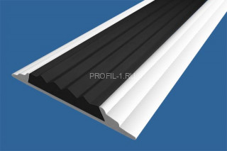 Порог алюминиевый 46 мм с резиновой вставкой одноуровневый АП-46-Краш белый глянец-черный 3,0 м Порог алюминиевый 46 мм с резиновой вставкой одноуровневый АП-46-Краш белый глянец-черный 3,0 м