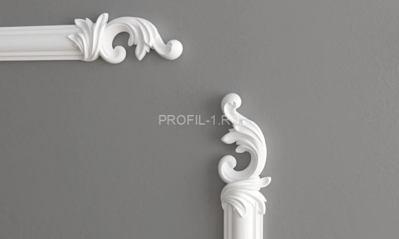 Декоративный элемент Decor-Dizayn H1-DD35 LR полиуретан белый, под покраску 102х46х16 мм