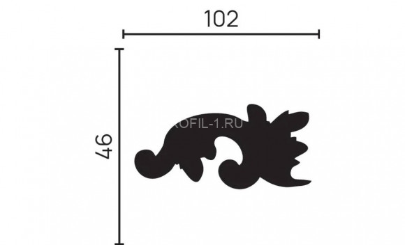 Декоративный элемент Decor-Dizayn H1-DD35 LR полиуретан белый, под покраску 102х46х16 мм