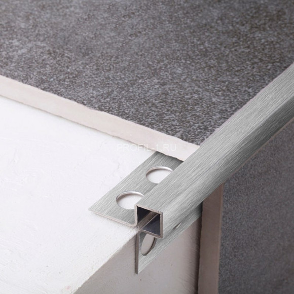 Угловой антивандальный профиль закладной квадрат 12х12 мм из нержавеющей стали SS 304 FSBP020-12-S S.S.304 сатинированный 2.7 м