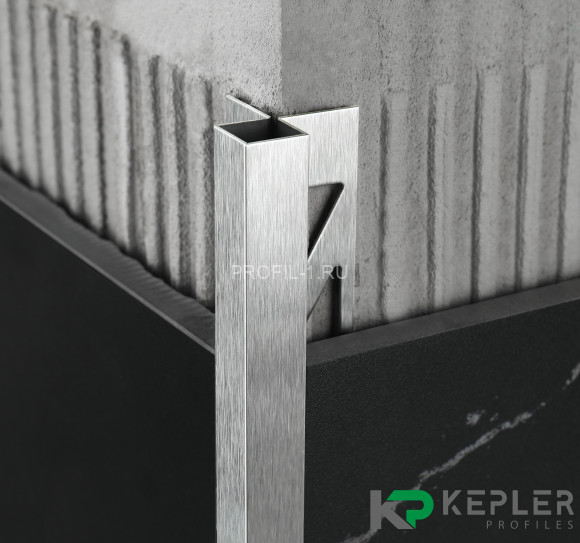 Угловой антивандальный профиль закладной квадрат 12х12 мм из нержавеющей стали SS 304 FSBP020-12-S S.S.304 сатинированный 2.7 м