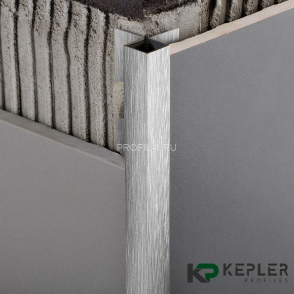 Угловой антивандальный профиль закладной квадрат 12х12 мм из нержавеющей стали SS 304 FSBP020-12-S S.S.304 сатинированный 2.7 м