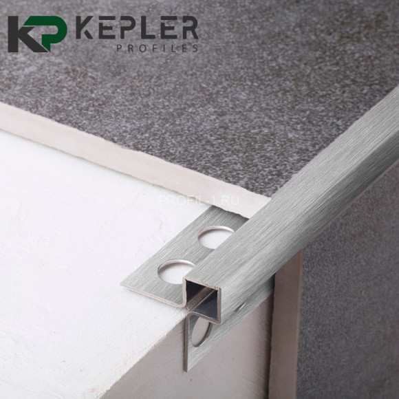 Угловой антивандальный профиль закладной квадрат 12х12 мм из нержавеющей стали SS 304 FSBP020-12-S S.S.304 сатинированный 2.7 м