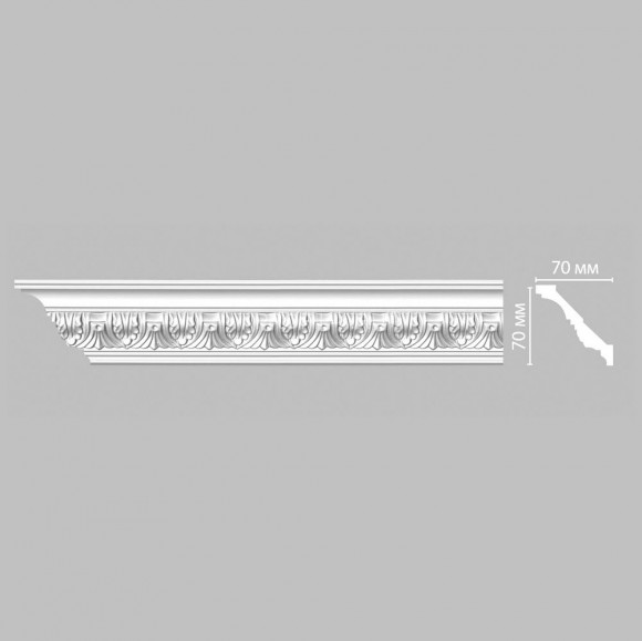 Плинтус DECOMASTER 95622F гибкий (70x70x2400) потолочный с рисунком цветочный классический из полиуретана, белый под покраску