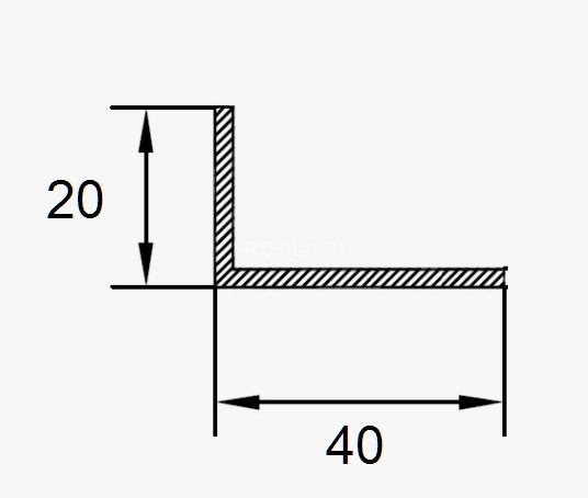 Алюминиевый уголок 40х20 ПБ40х20 серебро матовое 2,7 м