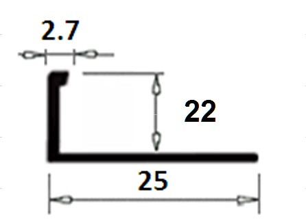Латунный L-образный профиль TR 220 ON 22 полированный 2,7м