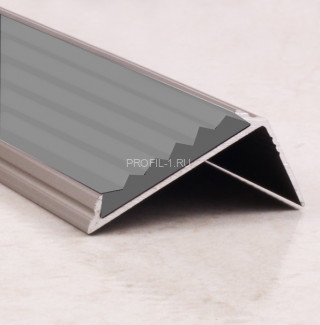 Угловой порог алюминиевый противоскользящий с резиной 38х23 мм ПО-38х23+ПР-30 бронза матовая-серый 2,7 м