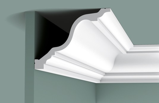 Гибкий потолочный плинтус Orac Decor Purotouch C334F белый полиуретан 150х196 мм 2м