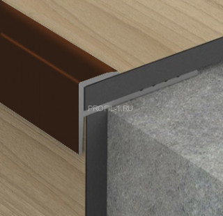 F-профиль алюминиевый для плитки ПФ-12 бронза глянец 2,7 м F-профиль алюминиевый для плитки ПФ-12 бронза глянец 2,7 м