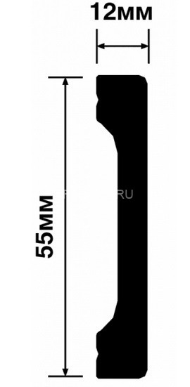 Напольный плинтус 12х55 мм HiWood B55V1 белый 2 м Напольный плинтус 12х55 мм HiWood B55V1 белый 2 м