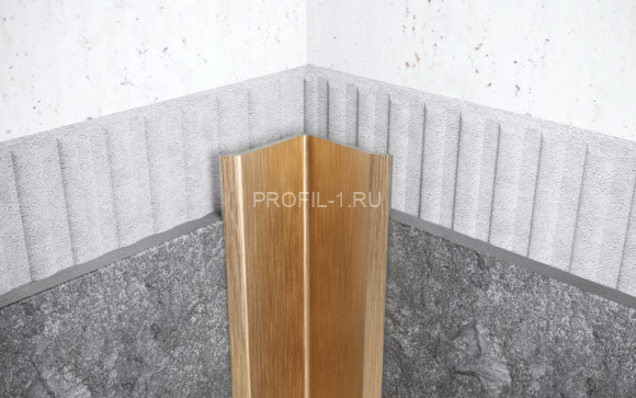 Уголок из нержавеющей стали равнополочный внутренний с загнутыми краями 20х20 мм FV 20 GS золото сатинированное 300 см