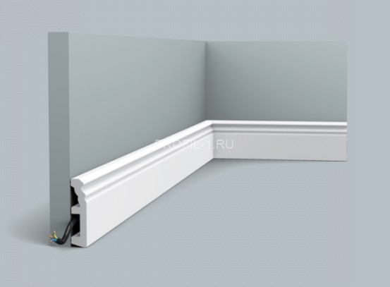 Гибкий напольный плинтус Orac Decor Duropolymer SX195F белый полистирол 80х19 мм 2м