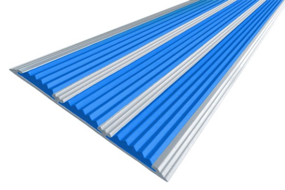 Алюминиевая полоса с резиновыми вставками 100 мм АП-100 синий 2,0 м