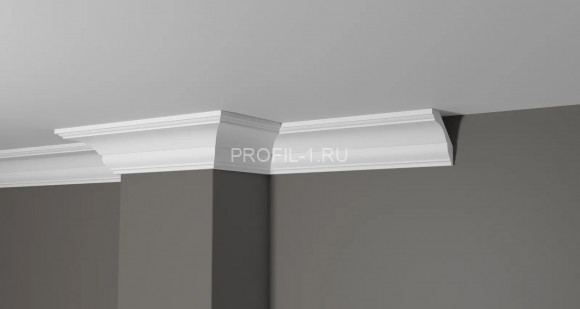 Потолочный плинтус Decor-Dizayn DD17 полистирол белый, под покраску 69х65х2000 мм