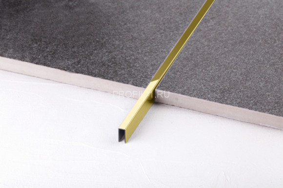 П-профиль бордюрный 10х5 мм из нержавеющей стали SS 304 FSUP05-GP S.S.304 золото полированное 2.7 м