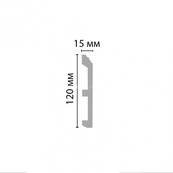 Плинтус DECOMASTER A026 (120x18x2000) напольный, ударопрочный полимер, белый, под покраску Плинтус DECOMASTER A026 (120x18x2000) напольный, ударопрочный полимер, белый, под покраску