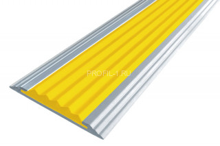 Алюминиевый порог противоскользящий одноуровневый 40 мм АП-40 без покрытия желтый 2,7 м