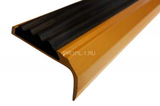 Порог угловой алюминиевый 42х23 мм противоскользящий АУ-42/23-Антик золото-черный 3,0 м